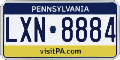 PA license plate LXN8884