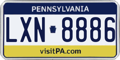 PA license plate LXN8886
