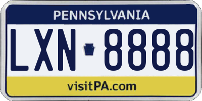 PA license plate LXN8888
