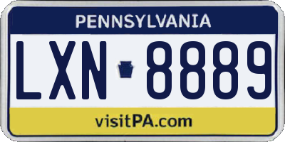 PA license plate LXN8889