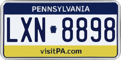 PA license plate LXN8898