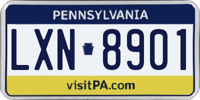 PA license plate LXN8901