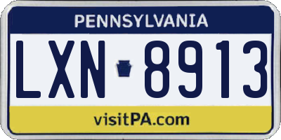 PA license plate LXN8913