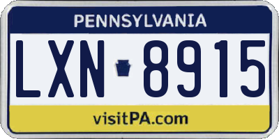 PA license plate LXN8915