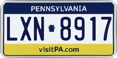 PA license plate LXN8917