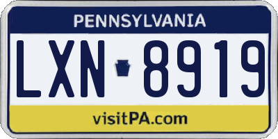 PA license plate LXN8919