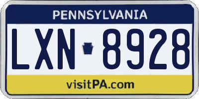 PA license plate LXN8928