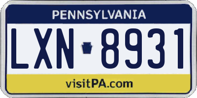 PA license plate LXN8931