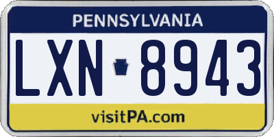 PA license plate LXN8943