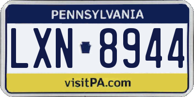PA license plate LXN8944