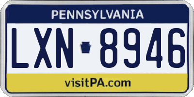 PA license plate LXN8946