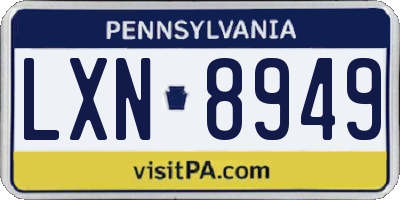 PA license plate LXN8949