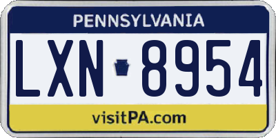 PA license plate LXN8954