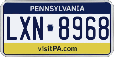 PA license plate LXN8968