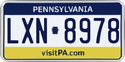 PA license plate LXN8978