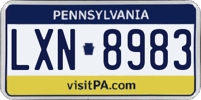 PA license plate LXN8983