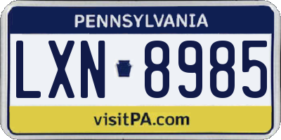 PA license plate LXN8985