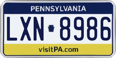 PA license plate LXN8986
