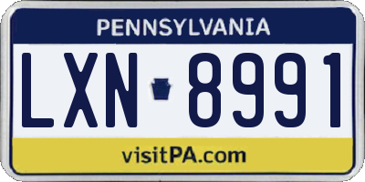 PA license plate LXN8991