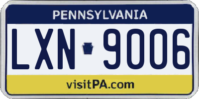 PA license plate LXN9006