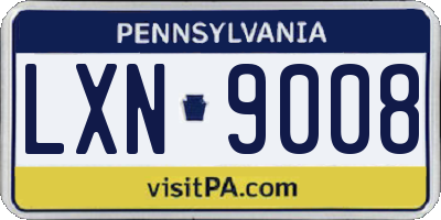 PA license plate LXN9008
