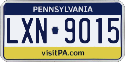 PA license plate LXN9015