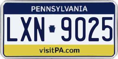 PA license plate LXN9025