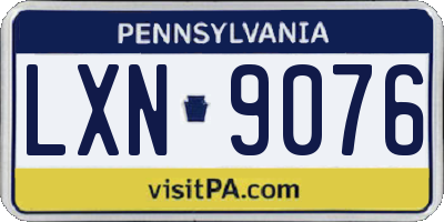 PA license plate LXN9076