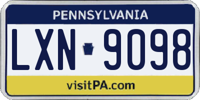 PA license plate LXN9098