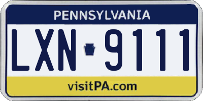 PA license plate LXN9111