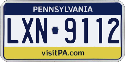 PA license plate LXN9112
