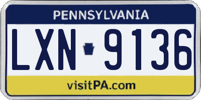 PA license plate LXN9136
