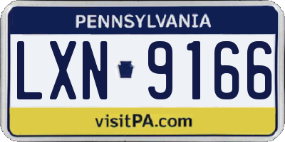 PA license plate LXN9166