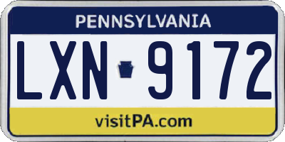 PA license plate LXN9172