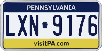 PA license plate LXN9176