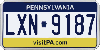 PA license plate LXN9187