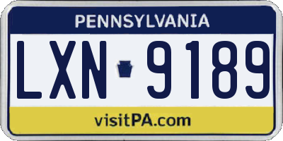 PA license plate LXN9189