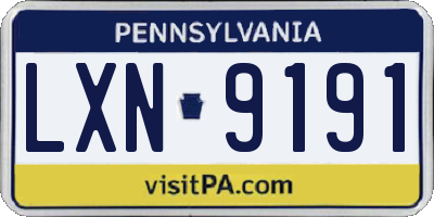PA license plate LXN9191