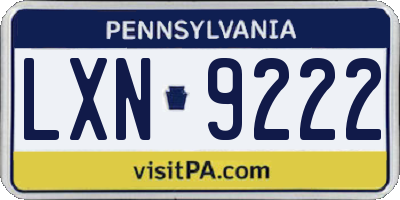 PA license plate LXN9222