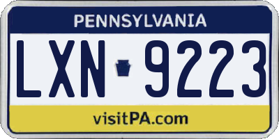 PA license plate LXN9223