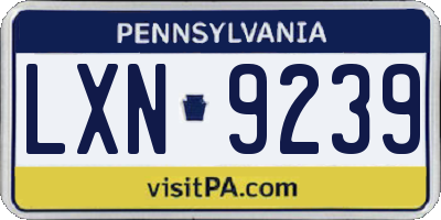 PA license plate LXN9239