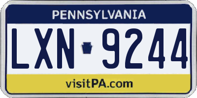 PA license plate LXN9244