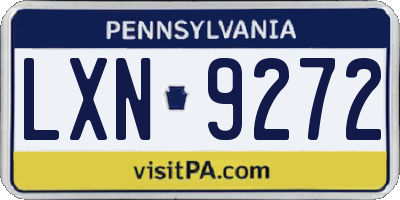 PA license plate LXN9272