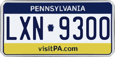 PA license plate LXN9300