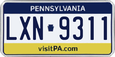 PA license plate LXN9311
