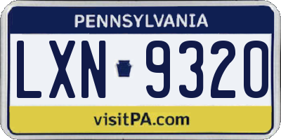 PA license plate LXN9320
