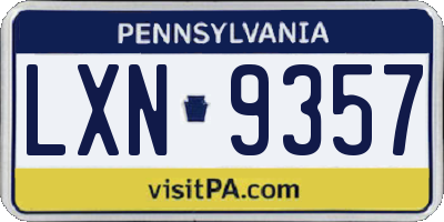PA license plate LXN9357