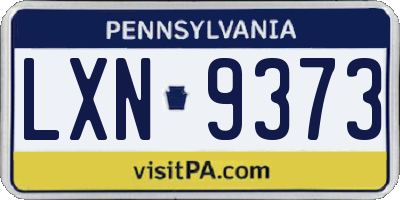 PA license plate LXN9373