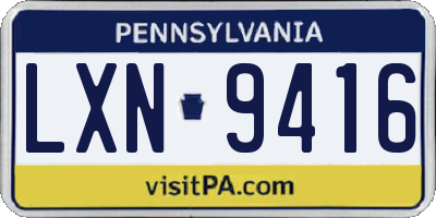 PA license plate LXN9416