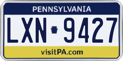 PA license plate LXN9427